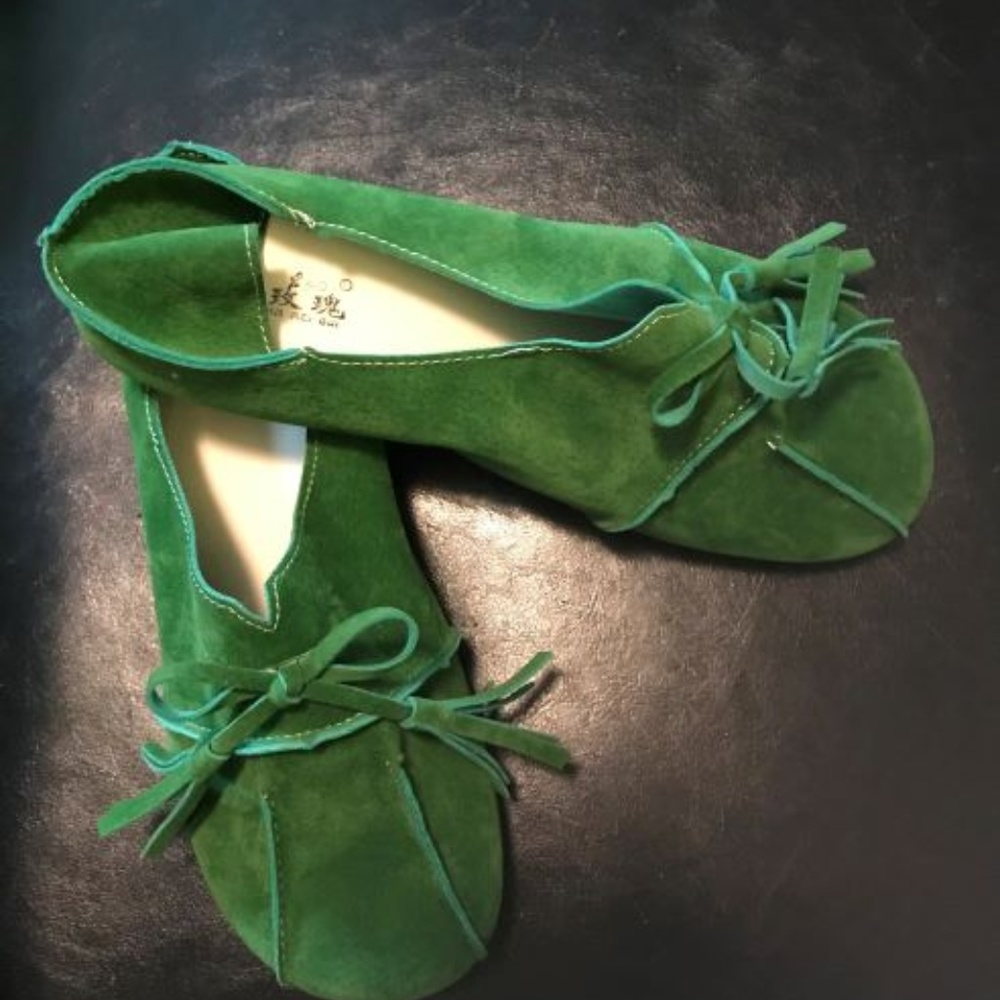 Green Suede Flats